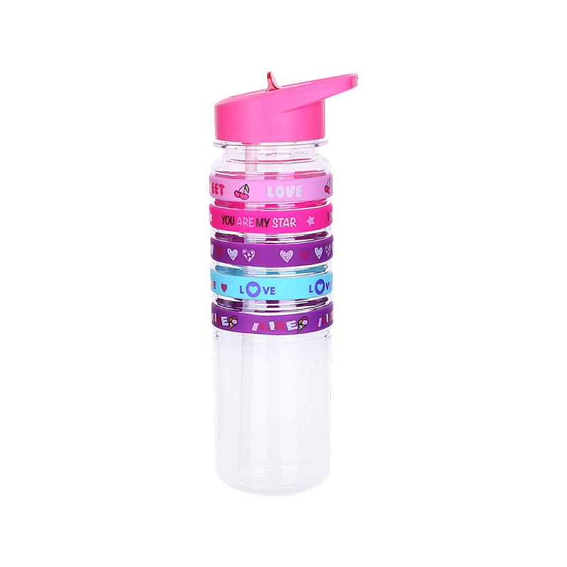 Fünfstreifen-Wasserflasche aus vibrierendem Kunststoff, 500 ml/700 ml