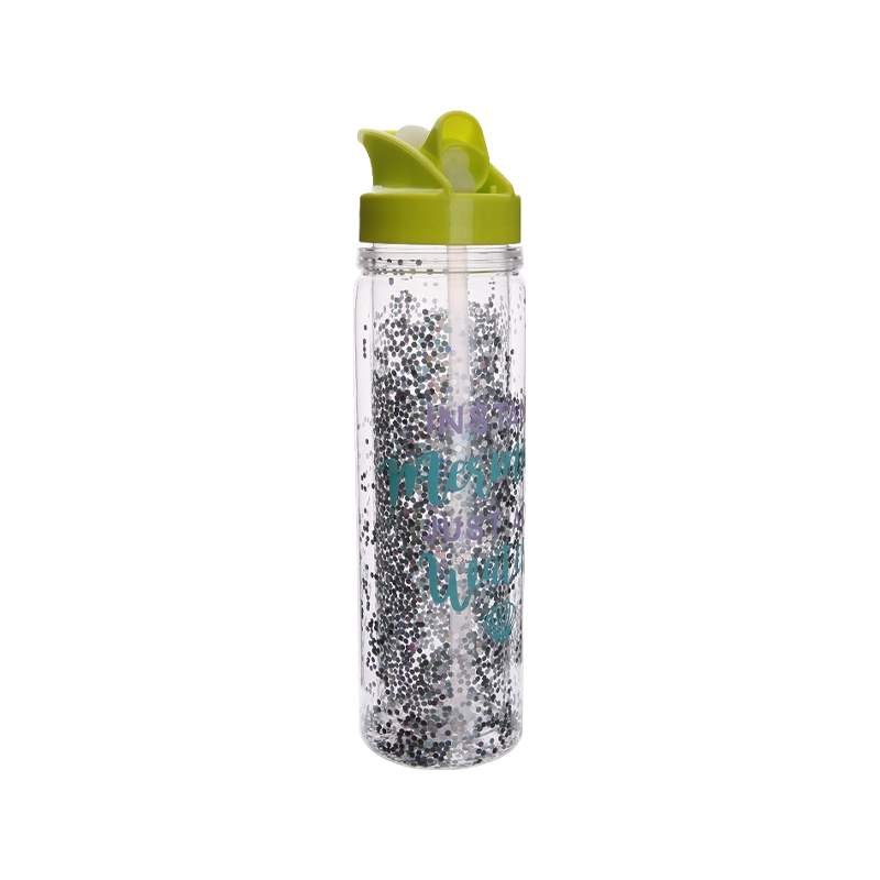 Doppelwandige Glitzer-Kunststoff-Wasserflasche S1177B 550 ml
